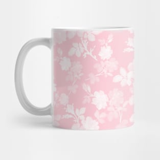 Romantic White Rose Floral Painting Pink Pattern Mug